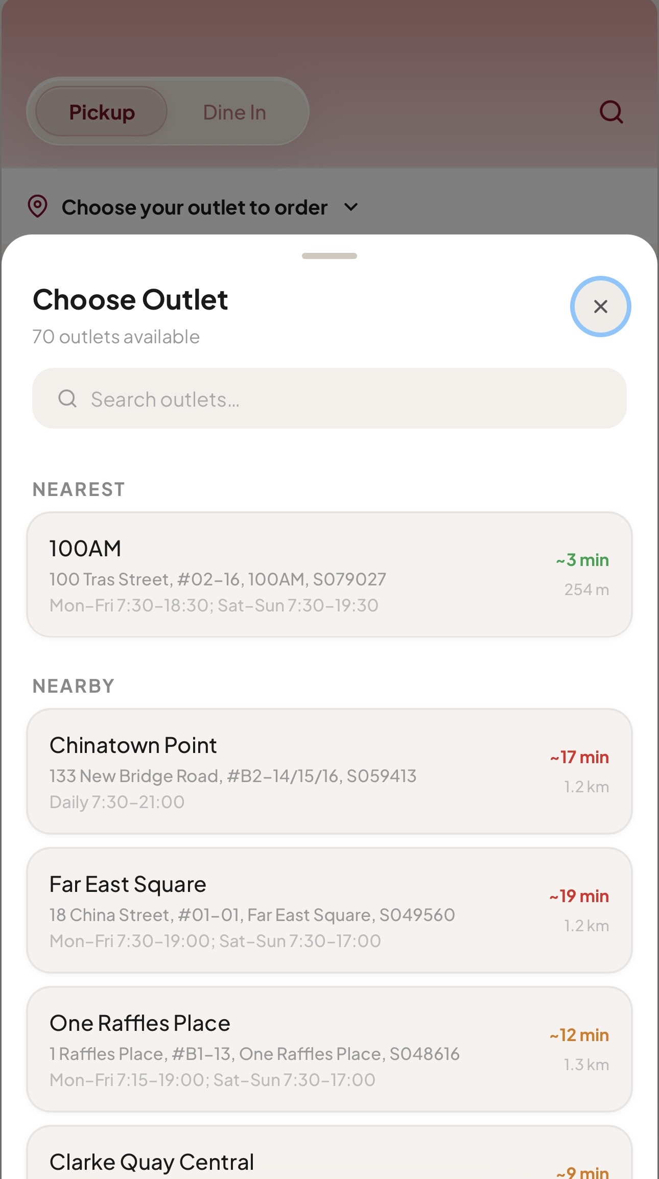 Outlet selection